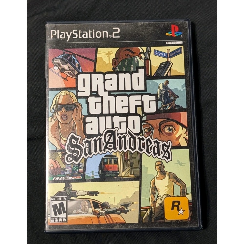 GTA San Andreas PS2 Black Label Complete CIB w/ Manual & Advertiser Guide